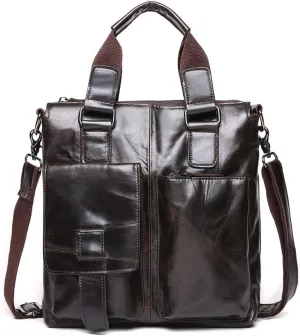 CSCDD Men's Bag Layer Cowhide Handbag Leather Korean Version Of The Document Men's Casual Briefcase