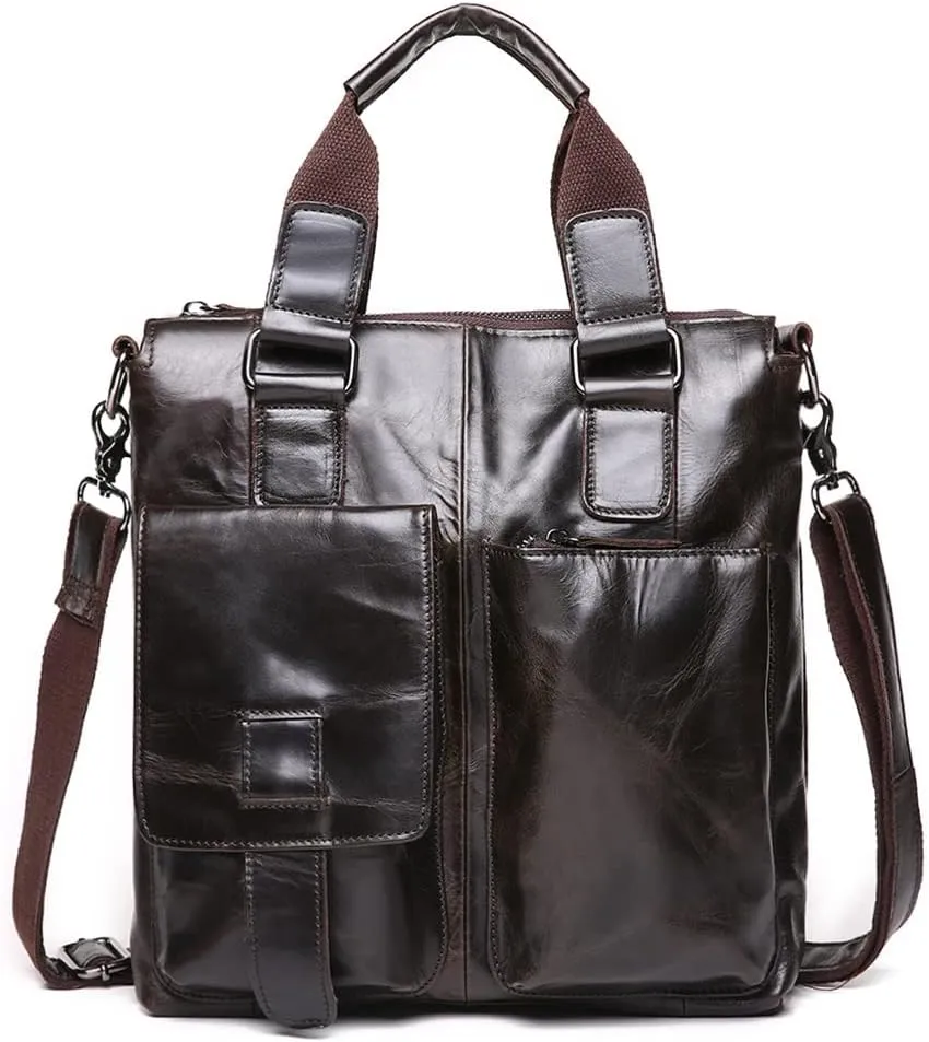 CSCDD Men's Bag Layer Cowhide Handbag Leather Korean Version Of The Document Men's Casual Briefcase