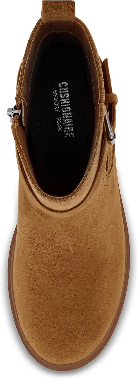 CUSHIONAIRE Women's Houston strap boot  Memory Foam, Wide Widths Available
