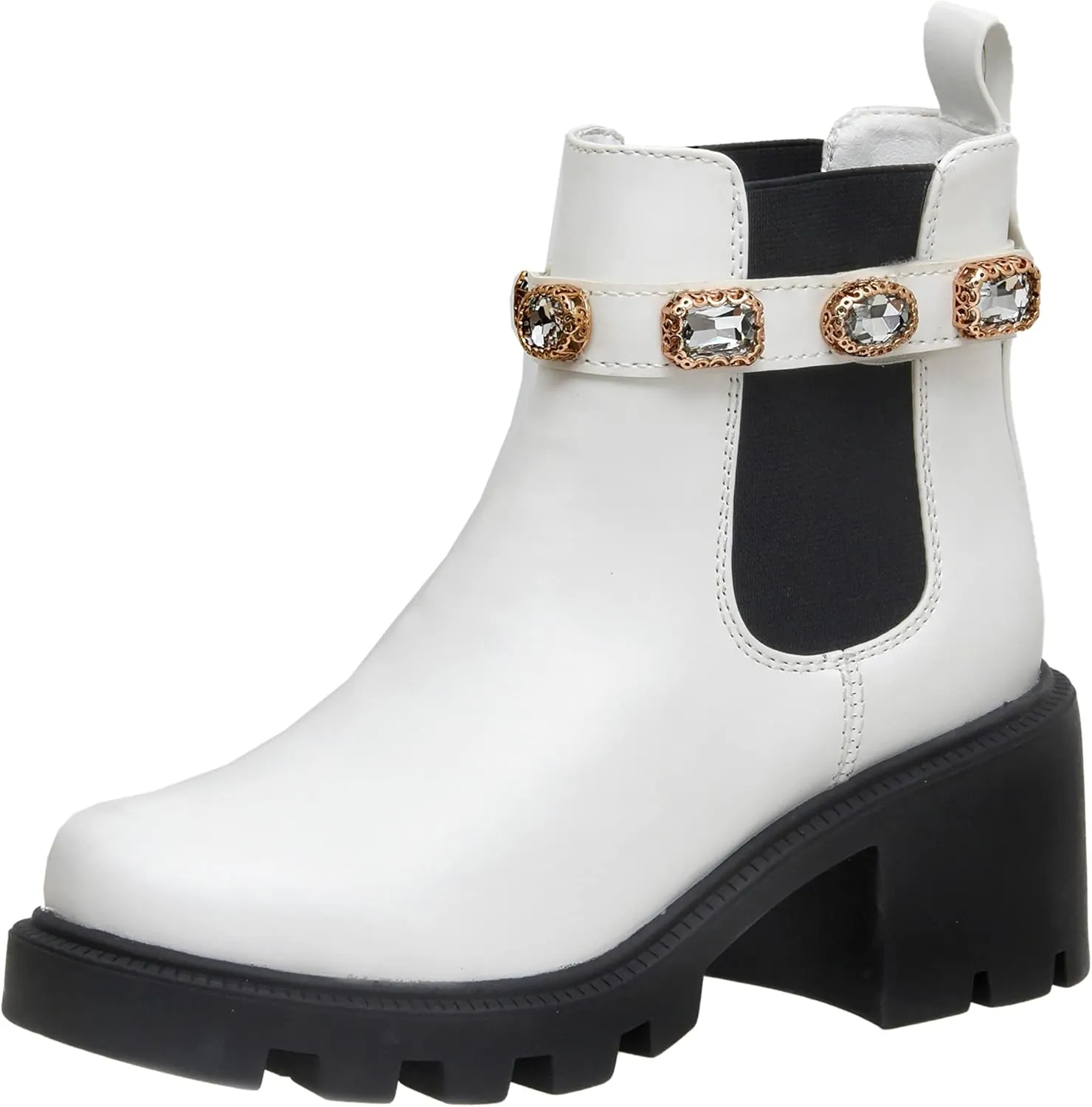 CUSHIONAIRE Women's Julie chelsea boot with Jeweled strap  Memory Foam