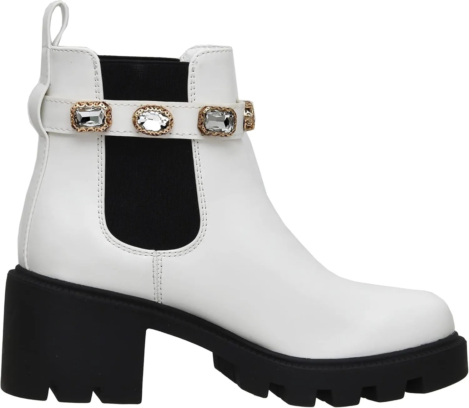 CUSHIONAIRE Women's Julie chelsea boot with Jeweled strap  Memory Foam