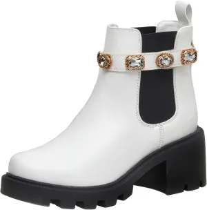 CUSHIONAIRE Women's Julie chelsea boot with Jeweled strap  Memory Foam