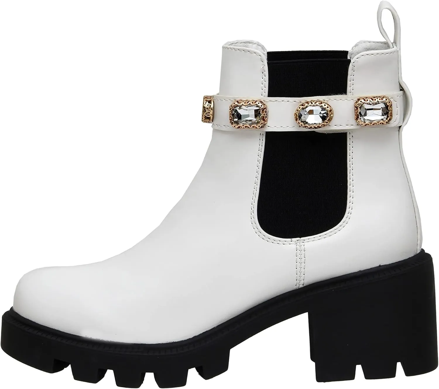CUSHIONAIRE Women's Julie chelsea boot with Jeweled strap  Memory Foam