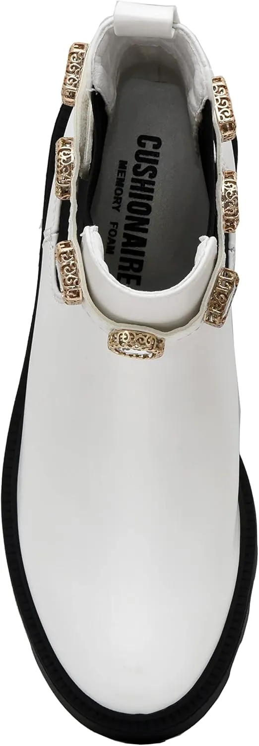 CUSHIONAIRE Women's Julie chelsea boot with Jeweled strap  Memory Foam