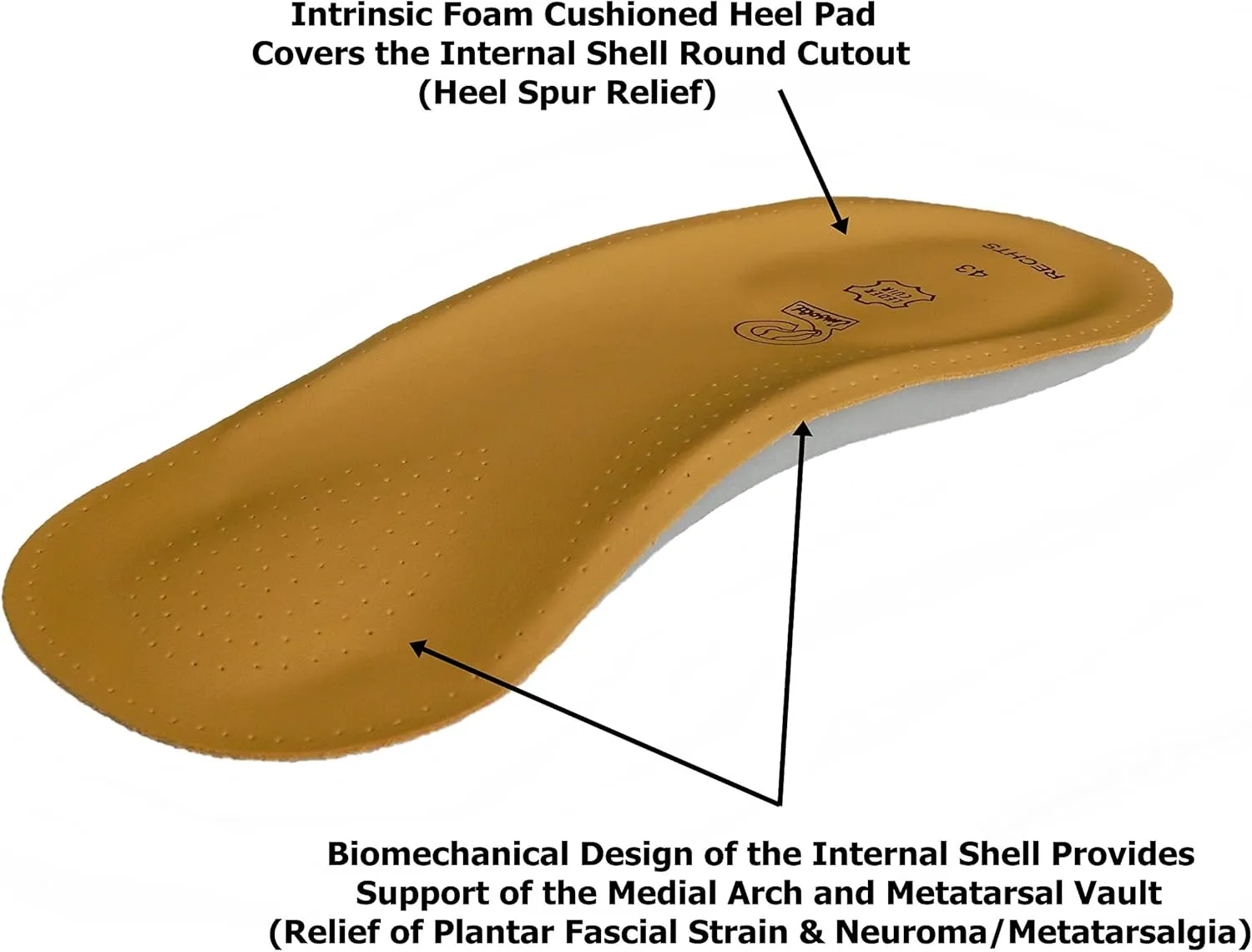 Cushioned Dress Sport Orthotic Semi-Rigid Arch Support Shoe Insert
