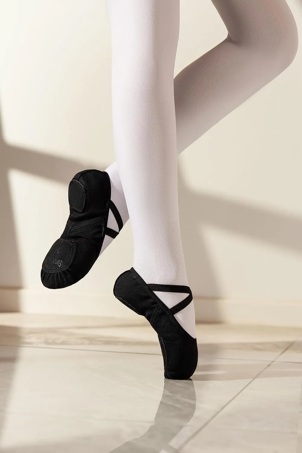 Dance Women's Ballet Shoes Stretch Canvas Dance Slippers Split Sole for Girls/Adult