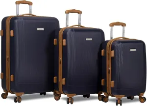 Dejuno Legion New Generation 3-pc Hardside Spinner TSA Combination Lock Luggage, Navy, 3-Piece Set