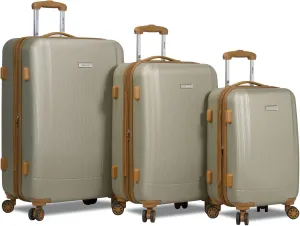 Dejuno Legion New Generation 3-pc Hardside Spinner TSA Combination Lock Luggage Set, Expandable, Beige, 3-Piece