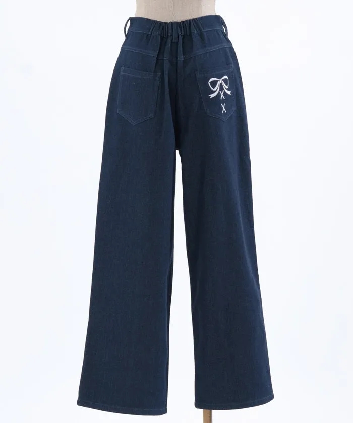 Denim Pants with Pearl Fasteners