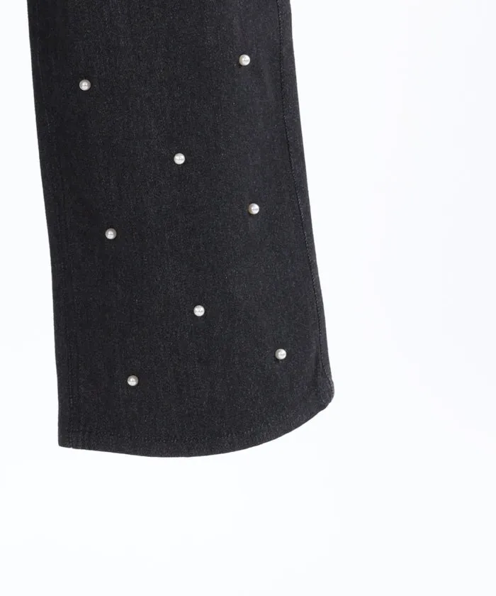 Denim Pants with Pearl Fasteners
