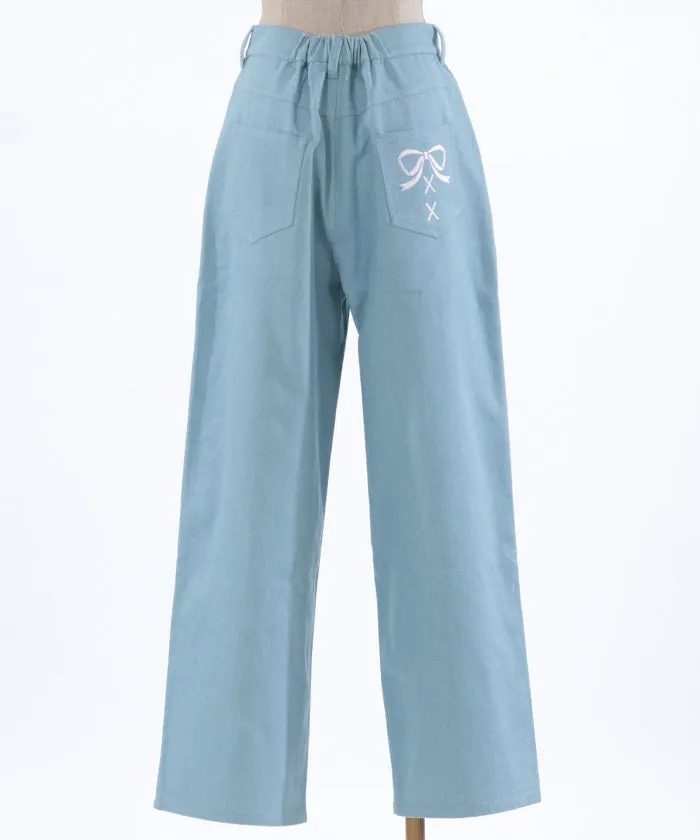 Denim Pants with Pearl Fasteners