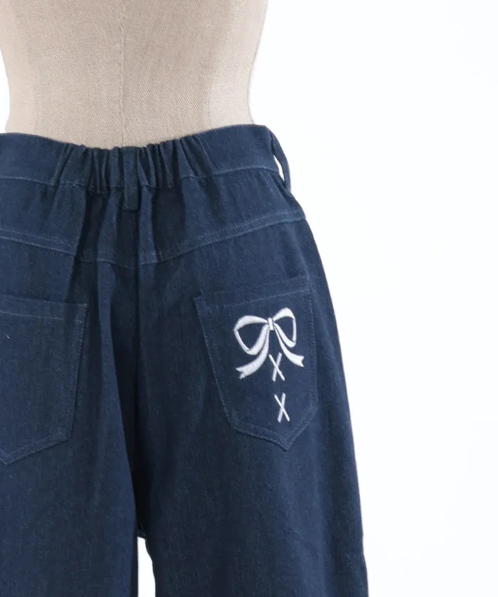 Denim Pants with Pearl Fasteners