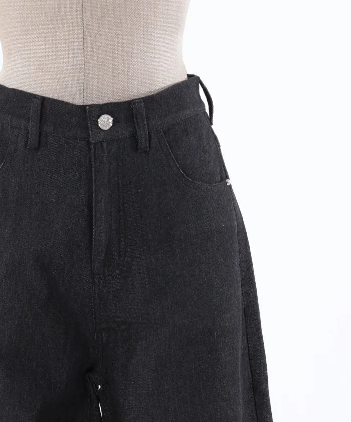 Denim Pants with Pearl Fasteners