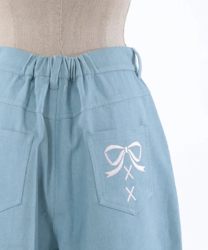Denim Pants with Pearl Fasteners