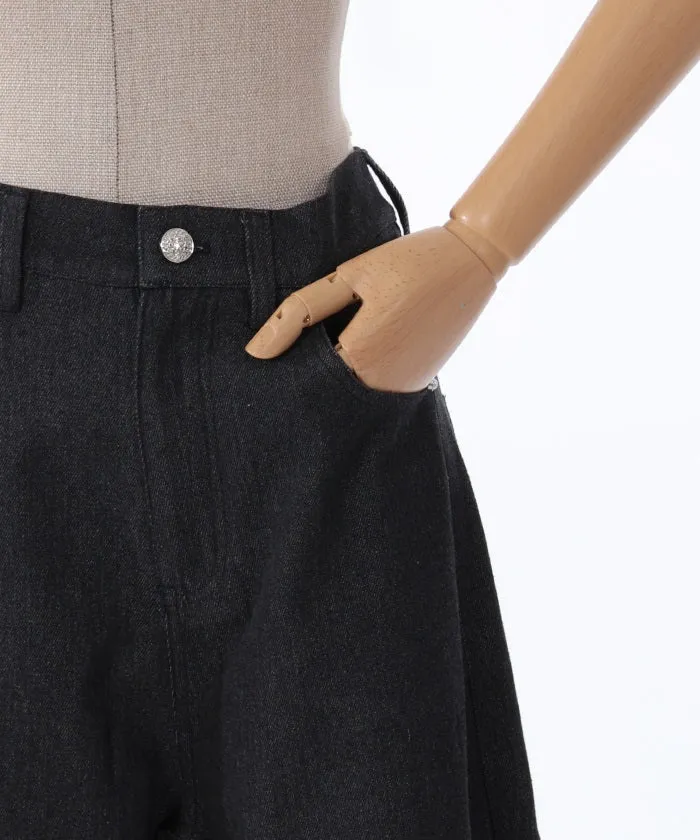 Denim Pants with Pearl Fasteners