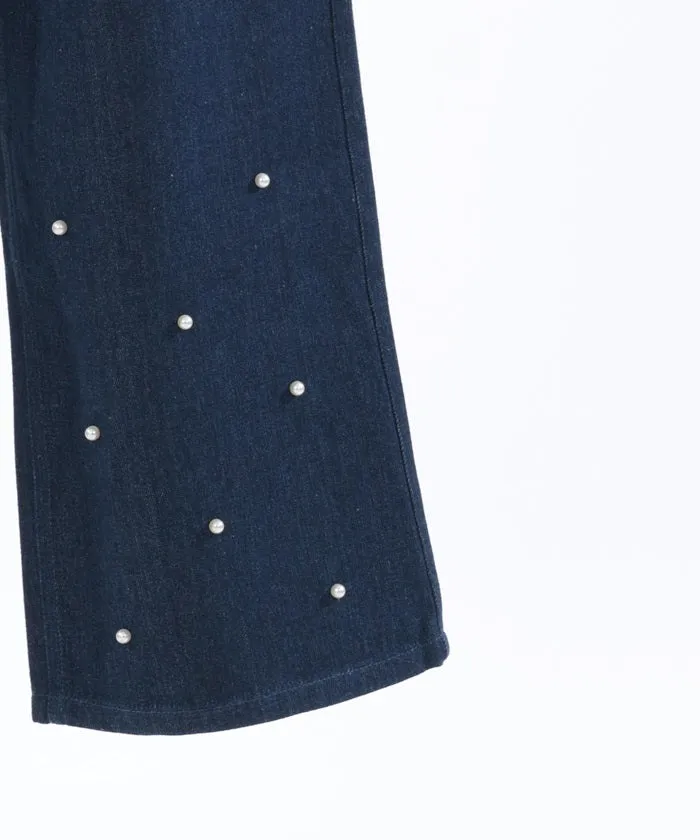 Denim Pants with Pearl Fasteners