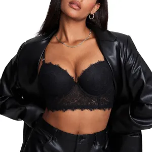 DOBREVA Women's Lace Bralette Corset Bra Longline Bustier Padded Full Coverage Underwire Top