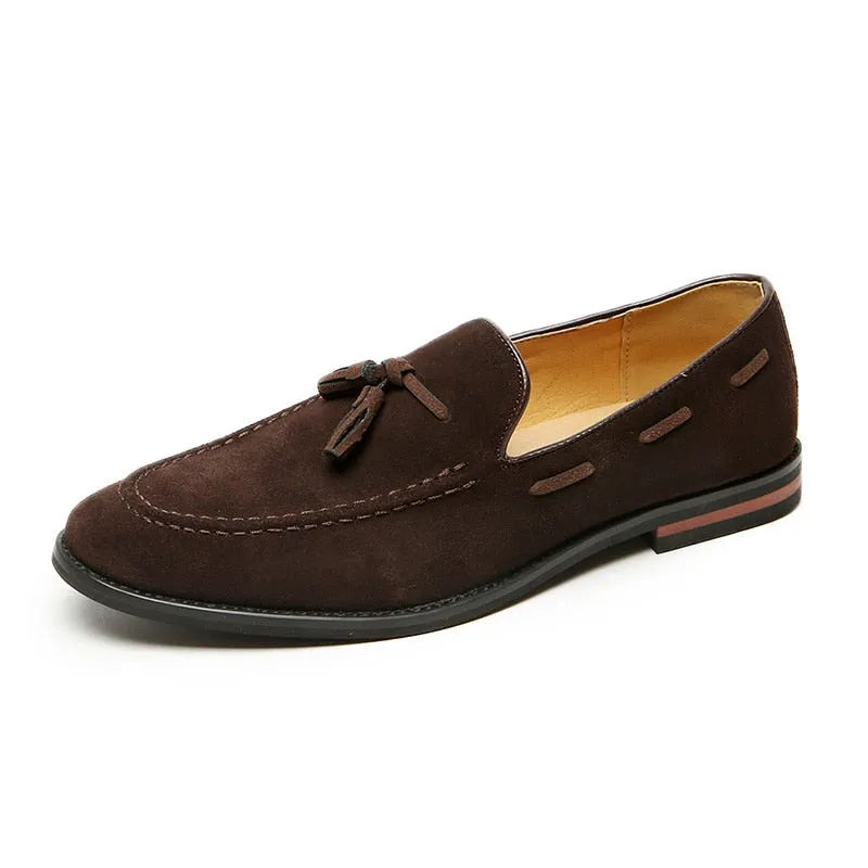Elegant Shoes Men Classic Dress Loafers Men Brand Shoes Moda Italiana Suede Tassel Leather Shoes Formal Mocassim Masculino Couro