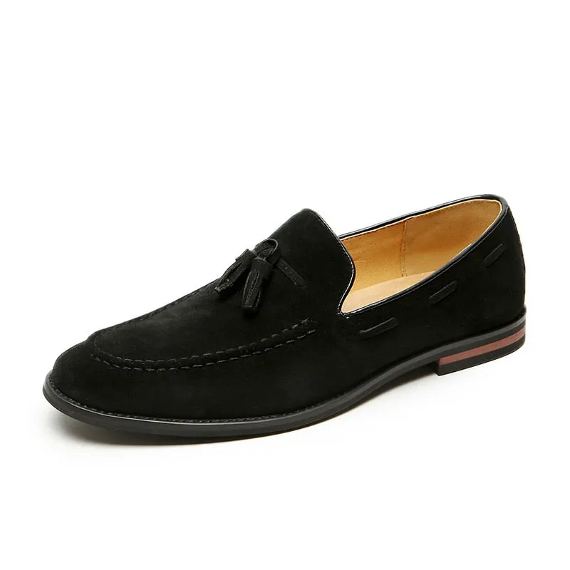 Elegant Shoes Men Classic Dress Loafers Men Brand Shoes Moda Italiana Suede Tassel Leather Shoes Formal Mocassim Masculino Couro
