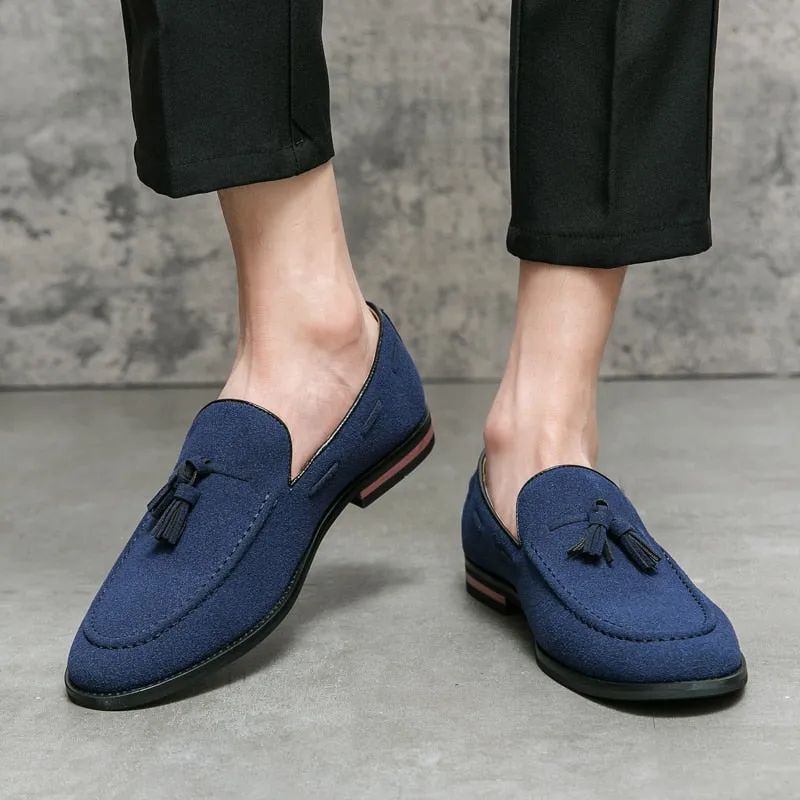 Elegant Shoes Men Classic Dress Loafers Men Brand Shoes Moda Italiana Suede Tassel Leather Shoes Formal Mocassim Masculino Couro