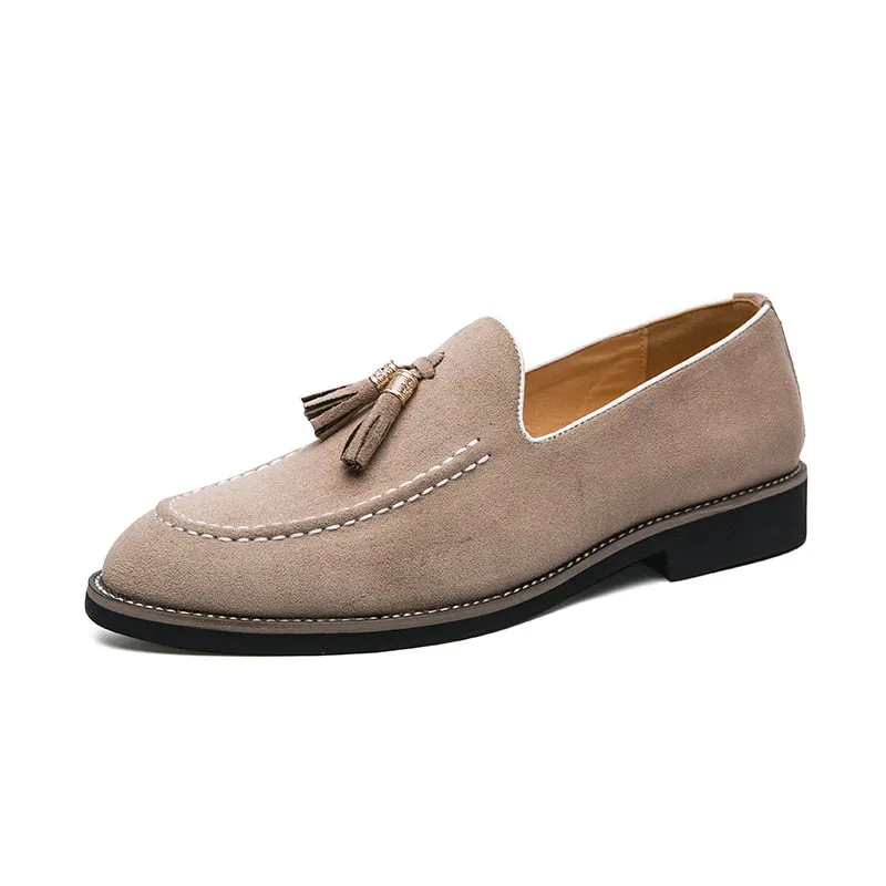 Elegant Shoes Men Classic Dress Loafers Men Brand Shoes Moda Italiana Suede Tassel Leather Shoes Formal Mocassim Masculino Couro