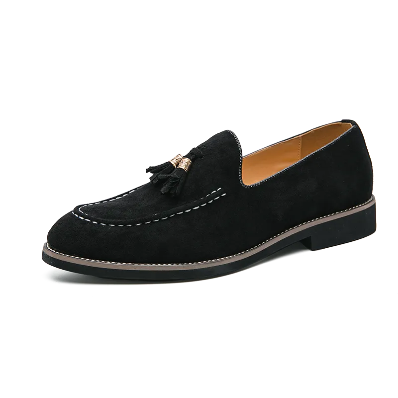 Elegant Shoes Men Classic Dress Loafers Men Brand Shoes Moda Italiana Suede Tassel Leather Shoes Formal Mocassim Masculino Couro