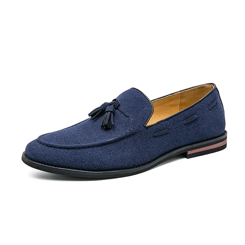 Elegant Shoes Men Classic Dress Loafers Men Brand Shoes Moda Italiana Suede Tassel Leather Shoes Formal Mocassim Masculino Couro
