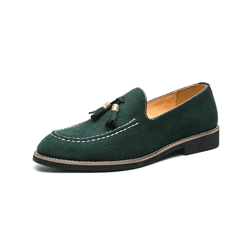 Elegant Shoes Men Classic Dress Loafers Men Brand Shoes Moda Italiana Suede Tassel Leather Shoes Formal Mocassim Masculino Couro