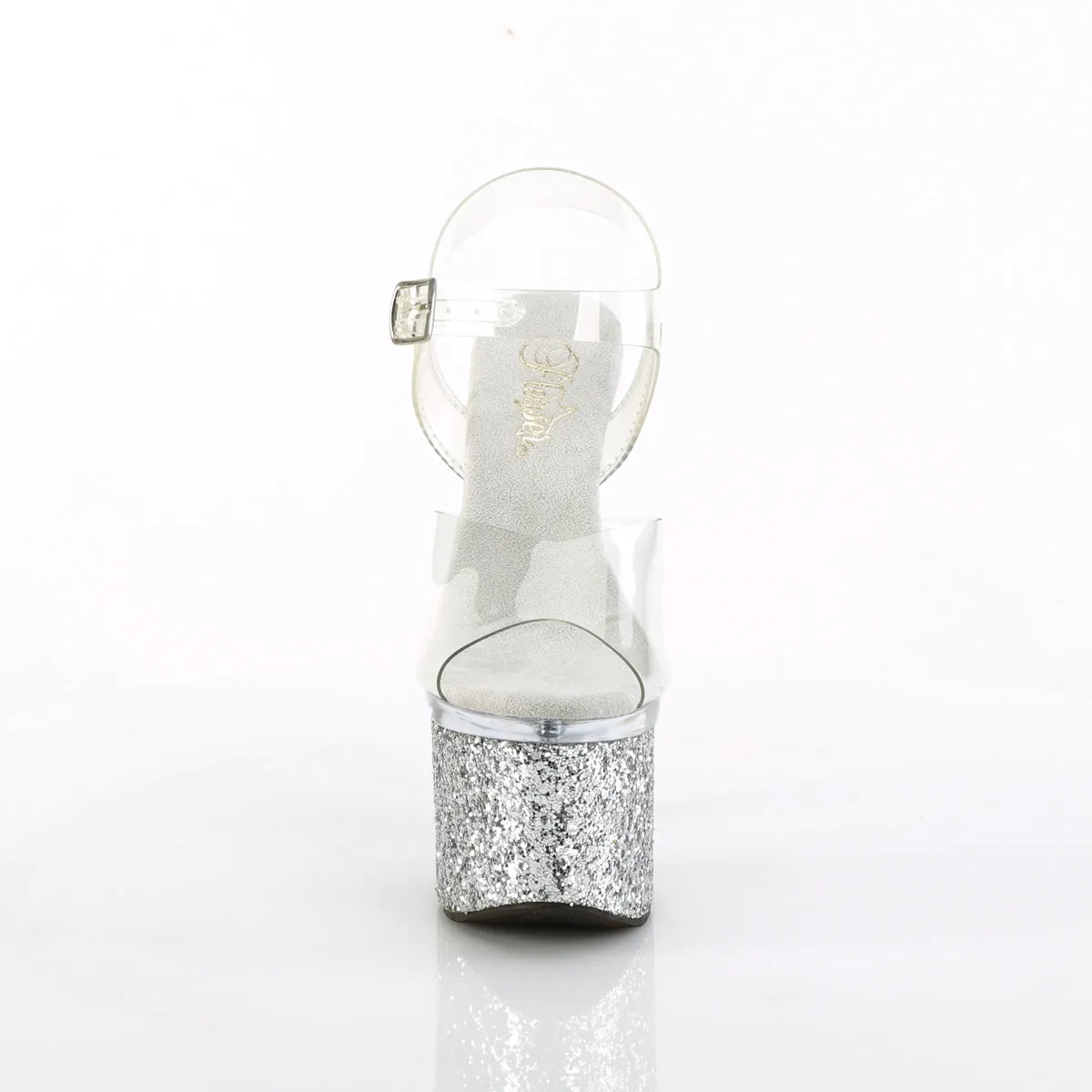 ESTEEM-708LG Pleaser Clear/Silver Sexy Platform Shoes (Pole Dancing Heels)
