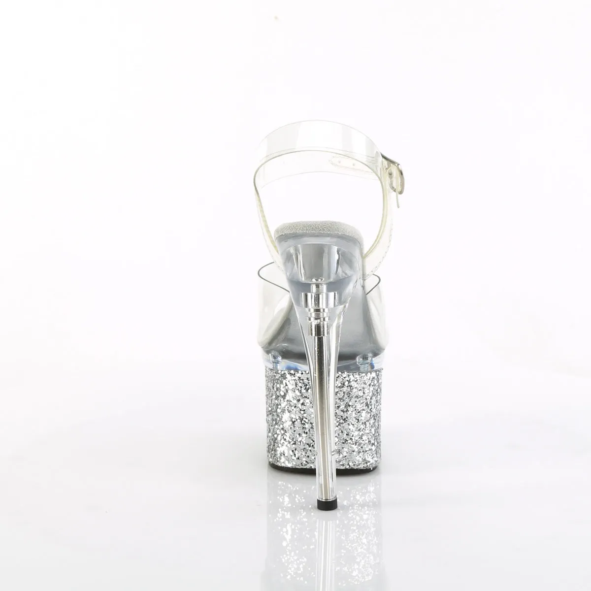 ESTEEM-708LG Pleaser Clear/Silver Sexy Platform Shoes (Pole Dancing Heels)