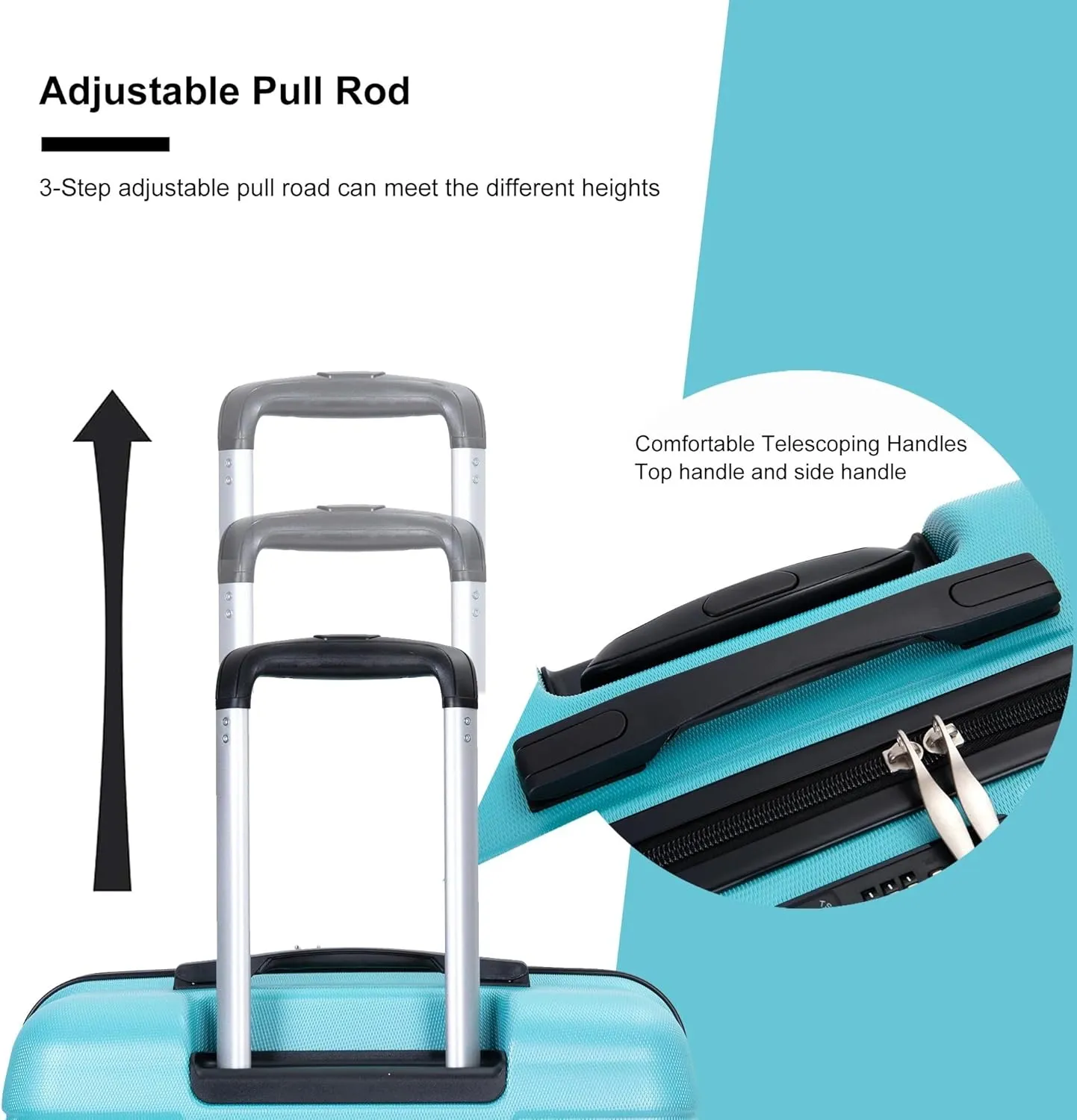 Expandable 3-Piece Luggage Set (21", 25", 29"), PC Lightweight & Durable Suitcase with 360 Spinner Wheels, Two Hooks and TSA Lock, Carry-On & Checked Travel Gear Set (Aqua Blue)