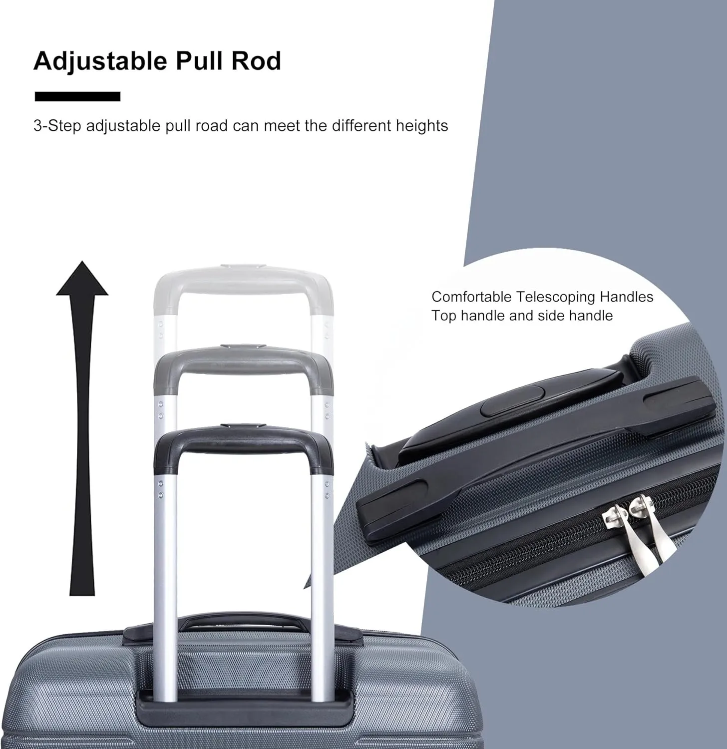 Expandable 3-Piece Luggage Set (21", 25", 29"), PC Lightweight & Durable Suitcase with 360 Spinner Wheels, Two Hooks and TSA Lock, Carry-On & Checked Travel Gear Set (Gray)