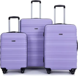 Expandable 3 Piece Luggage Sets PC Lightweight & Durable Suitcase with Two Hooks, Spinner Wheels, TSA Lock, (21/25/29) Purple