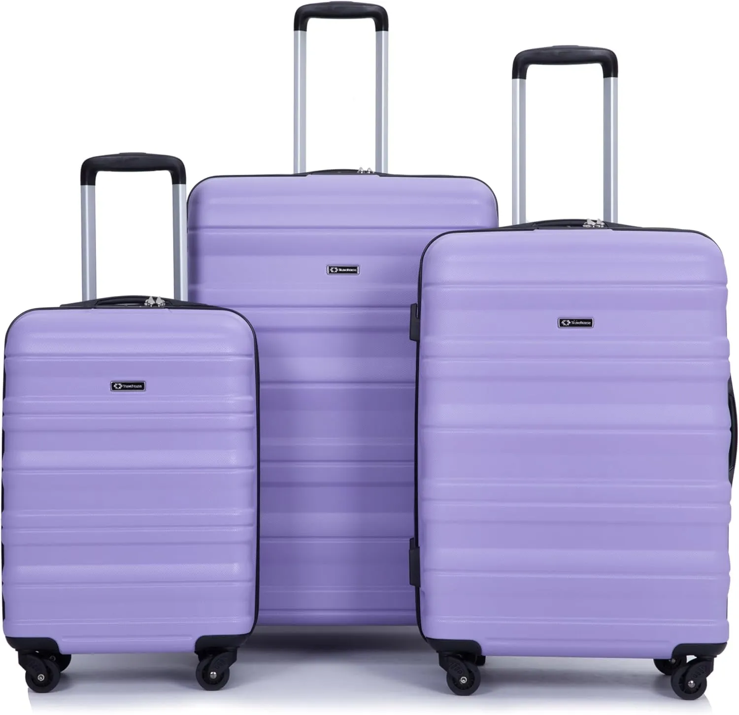 Expandable 3 Piece Luggage Sets PC Lightweight & Durable Suitcase with Two Hooks, Spinner Wheels, TSA Lock, (21/25/29) Purple