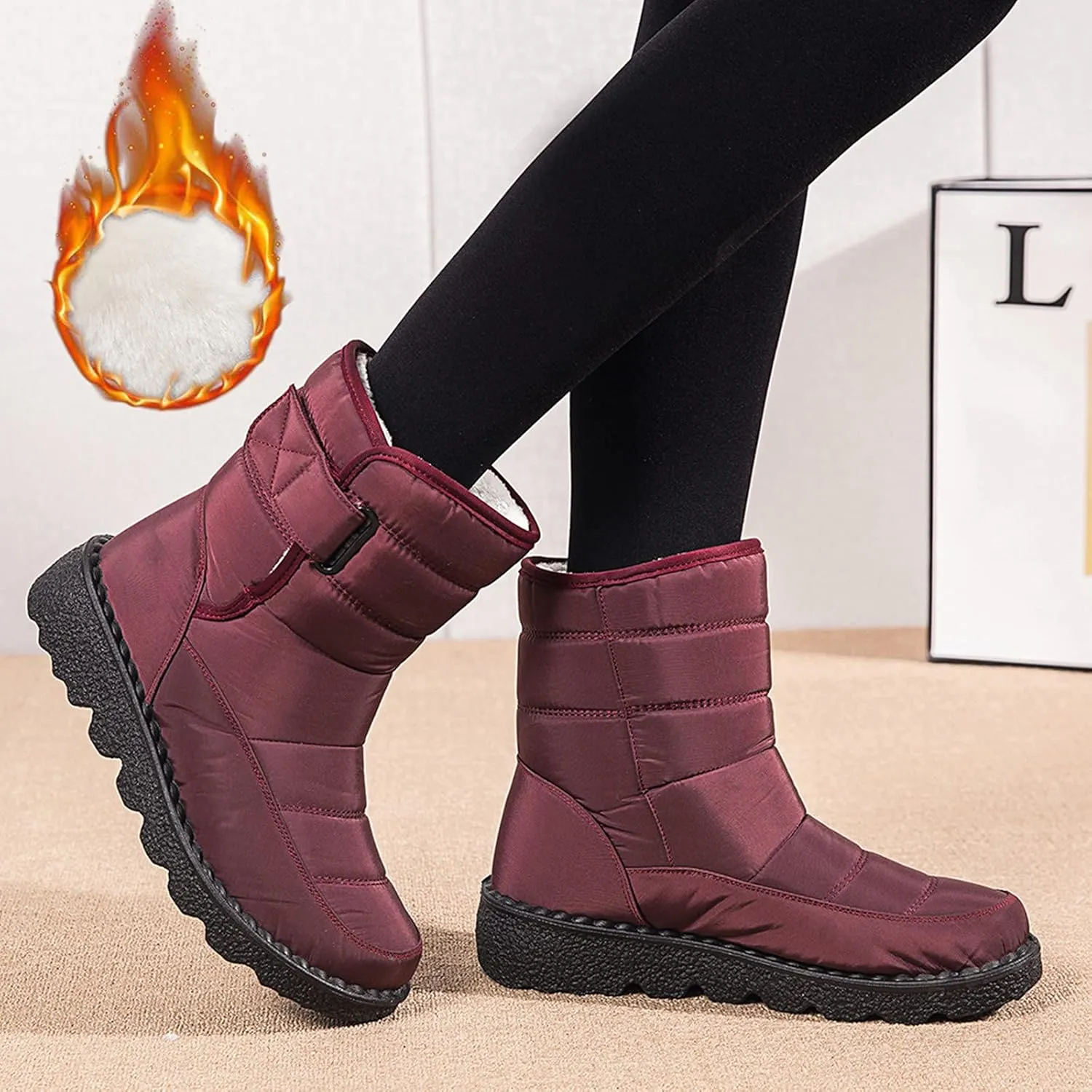 Extra Wide Calf Snow Boots for Women Women Snow Boots Wide Width Extra Wide Calf Winter Boots for Women Plus Size Outdoor Waterproof Rubber Boots for Women Womens Winter Boots Non Slip Zipper Size 10