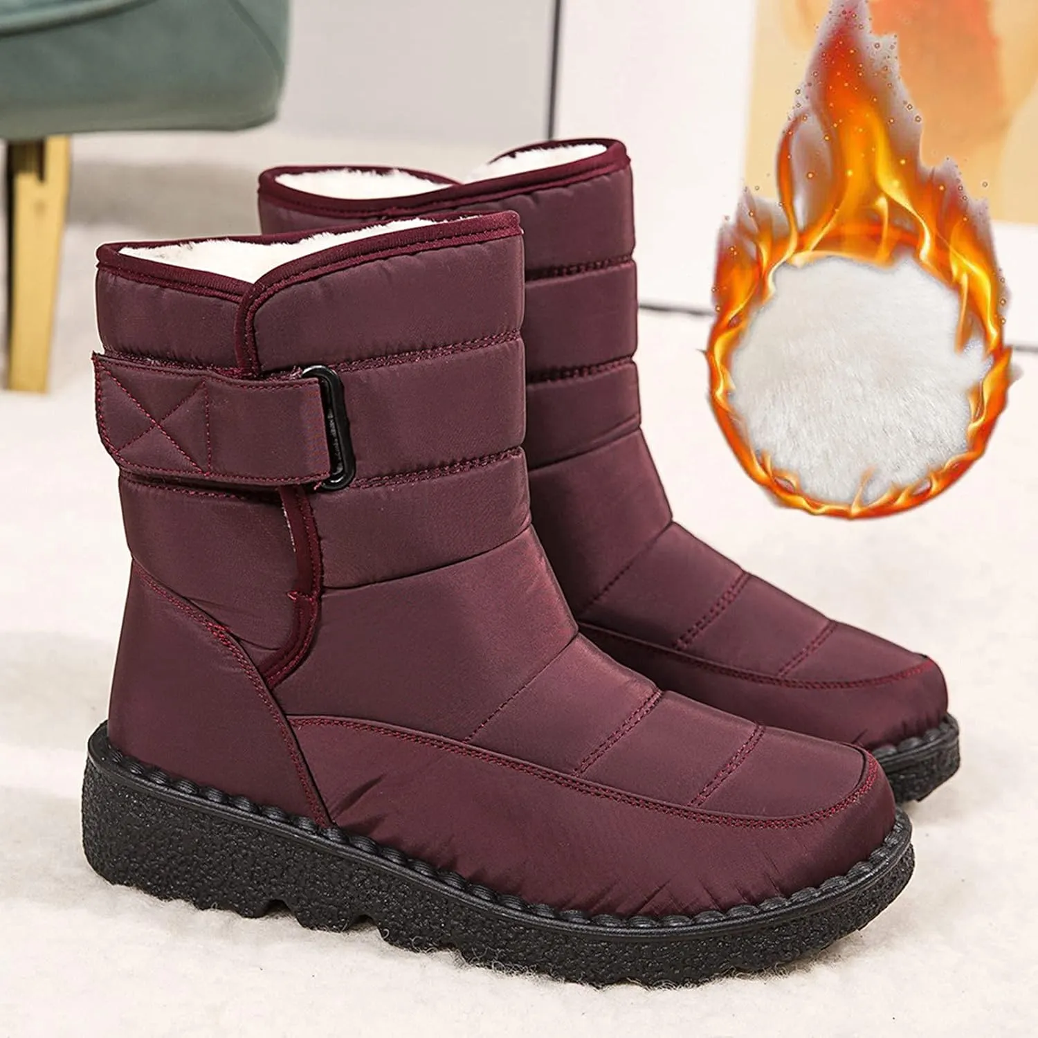 Extra Wide Calf Snow Boots for Women Women Snow Boots Wide Width Extra Wide Calf Winter Boots for Women Plus Size Outdoor Waterproof Rubber Boots for Women Womens Winter Boots Non Slip Zipper Size 10