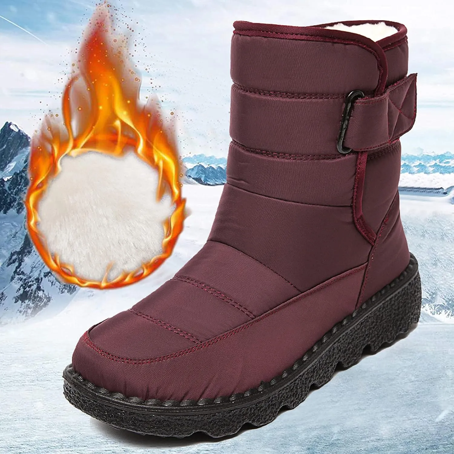 Extra Wide Calf Snow Boots for Women Women Snow Boots Wide Width Extra Wide Calf Winter Boots for Women Plus Size Outdoor Waterproof Rubber Boots for Women Womens Winter Boots Non Slip Zipper Size 10