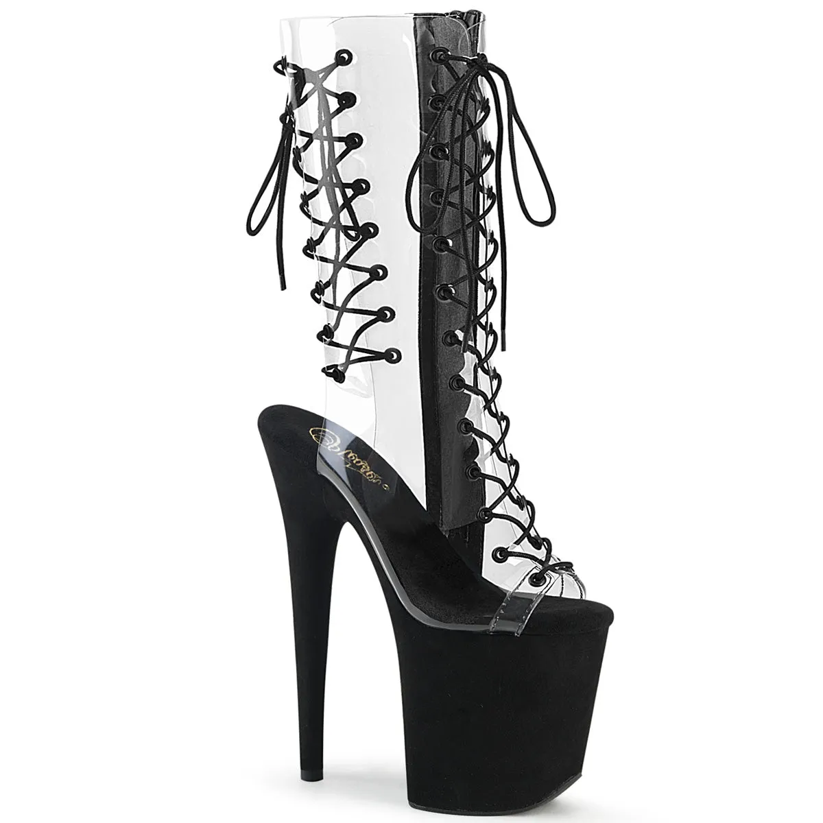FLAMINGO-800-60FS Pleaser Clear/Black Sexy Platform Shoes (Pole Dancing Heels)