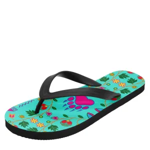 Geometric Floral Fall Sky Flip Flops