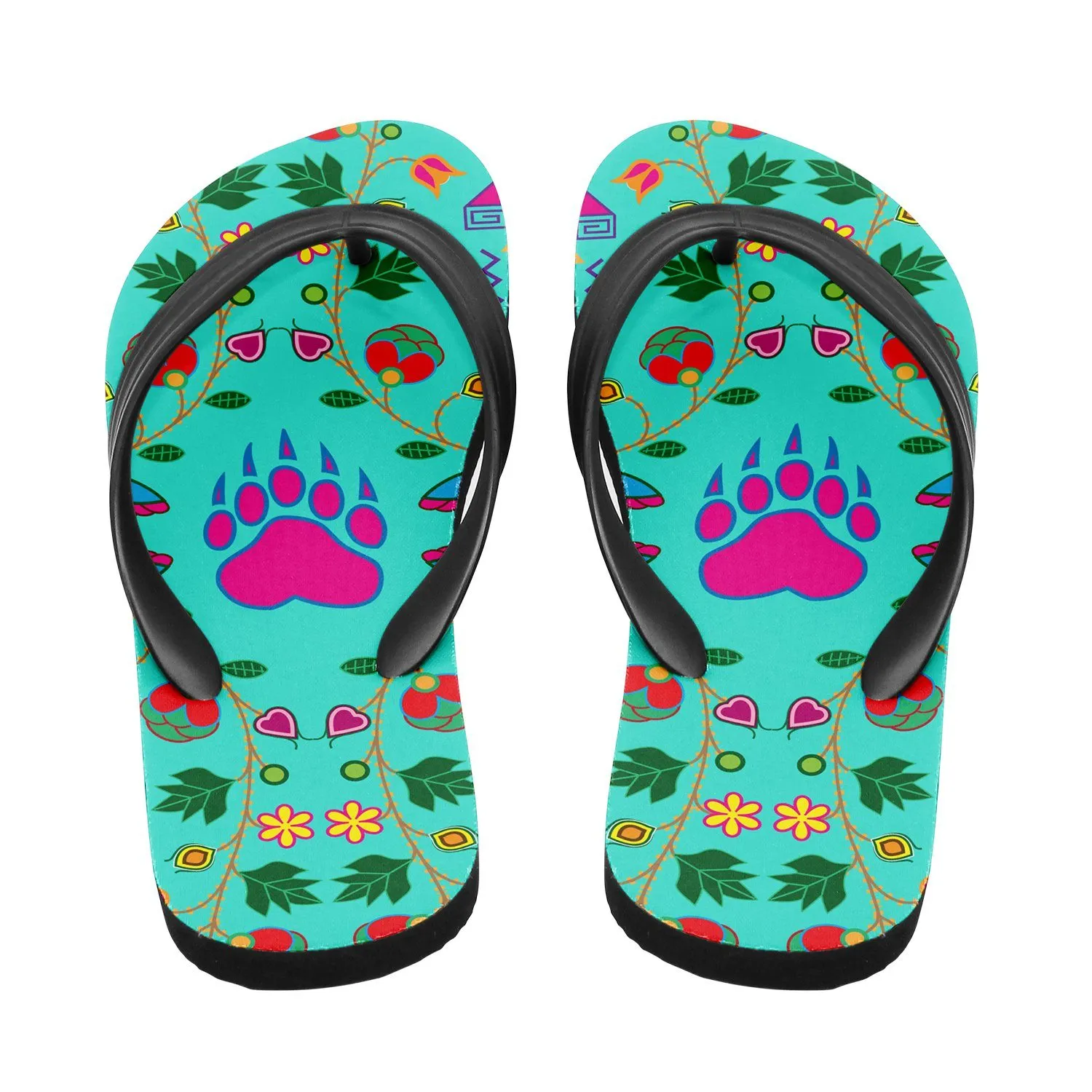 Geometric Floral Fall Sky Flip Flops