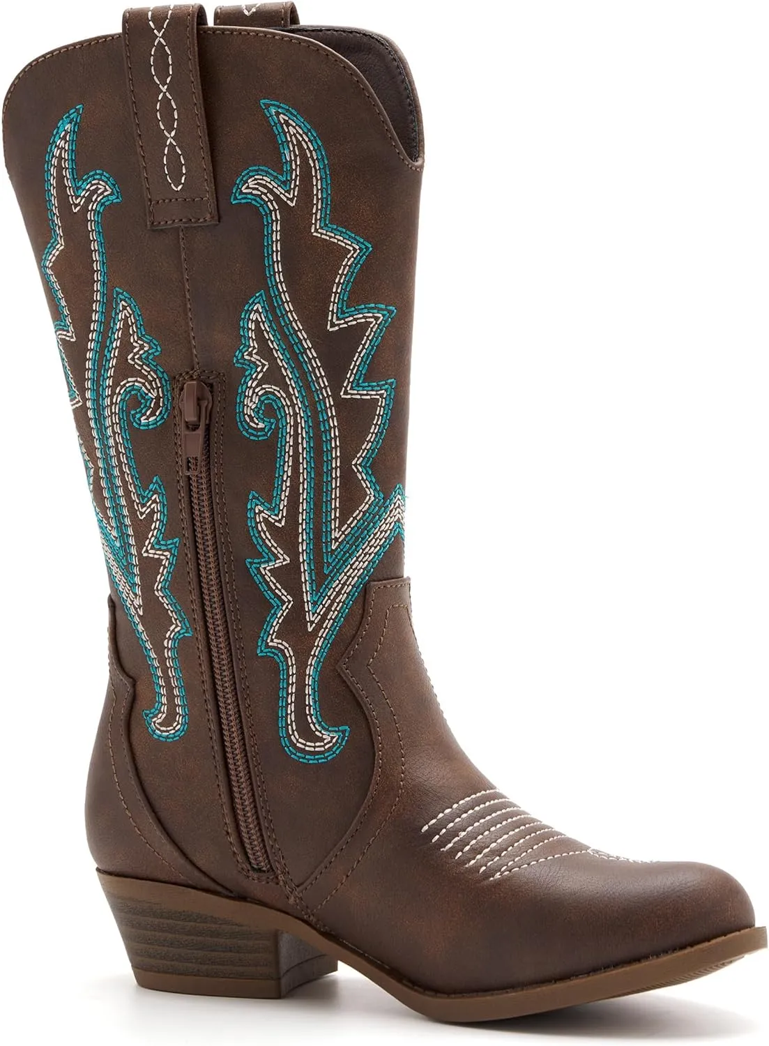 Girls Kids Western Boots Embroidered Cowgirl Cowboy Boots Girls Mid Calf Riding Shoes Little Kid/Big Kid