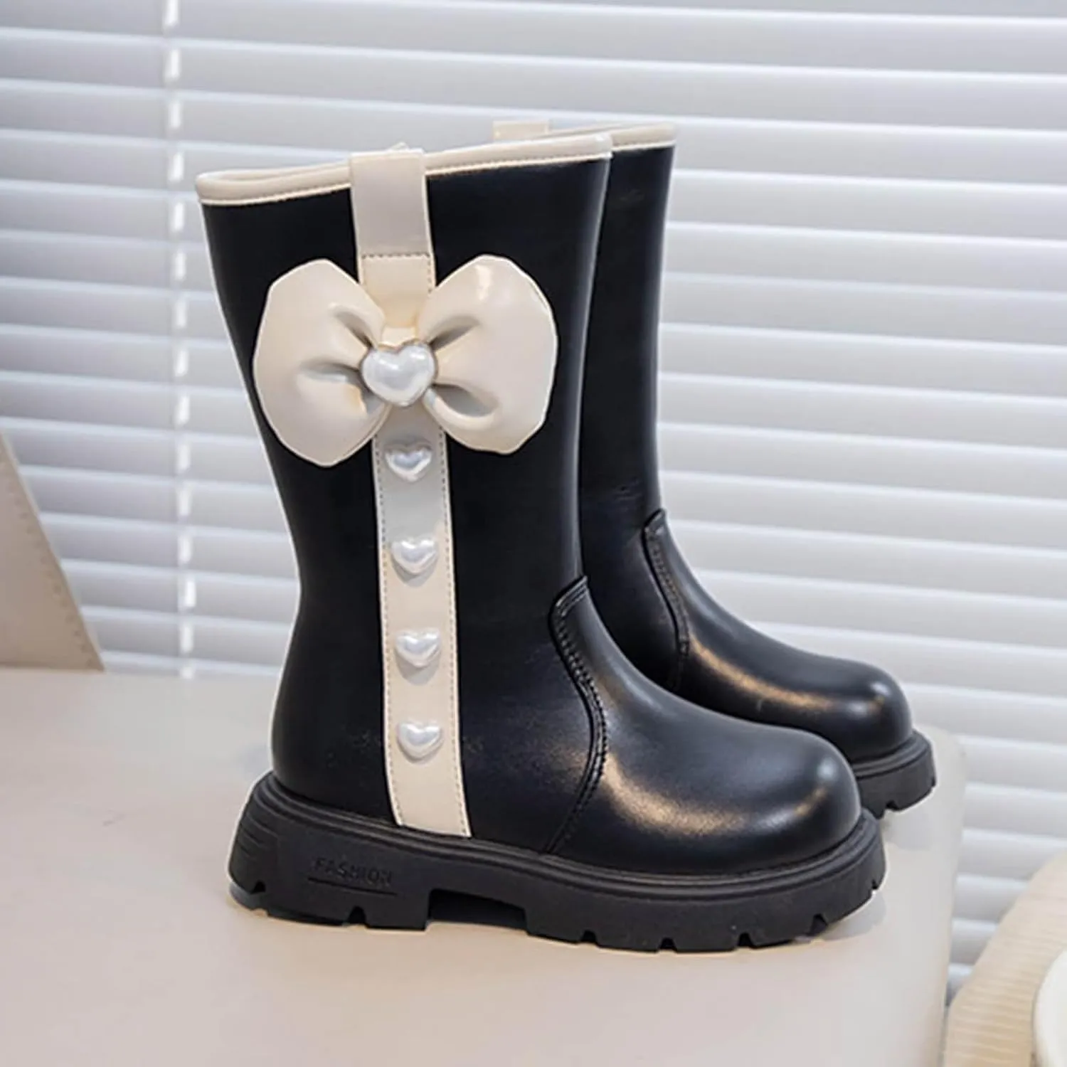 Girls Knee High Wateroof Winter Boots Pearl Butterfly Warm Lined Non Slip Riding Boot with Side Kids Snow Boots Kids