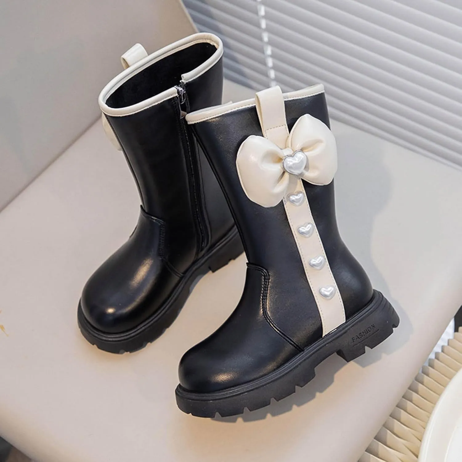 Girls Knee High Wateroof Winter Boots Pearl Butterfly Warm Lined Non Slip Riding Boot with Side Kids Snow Boots Kids