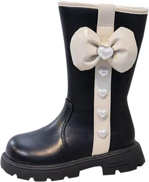 Girls Knee High Wateroof Winter Boots Pearl Butterfly Warm Lined Non Slip Riding Boot with Side Kids Snow Boots Kids