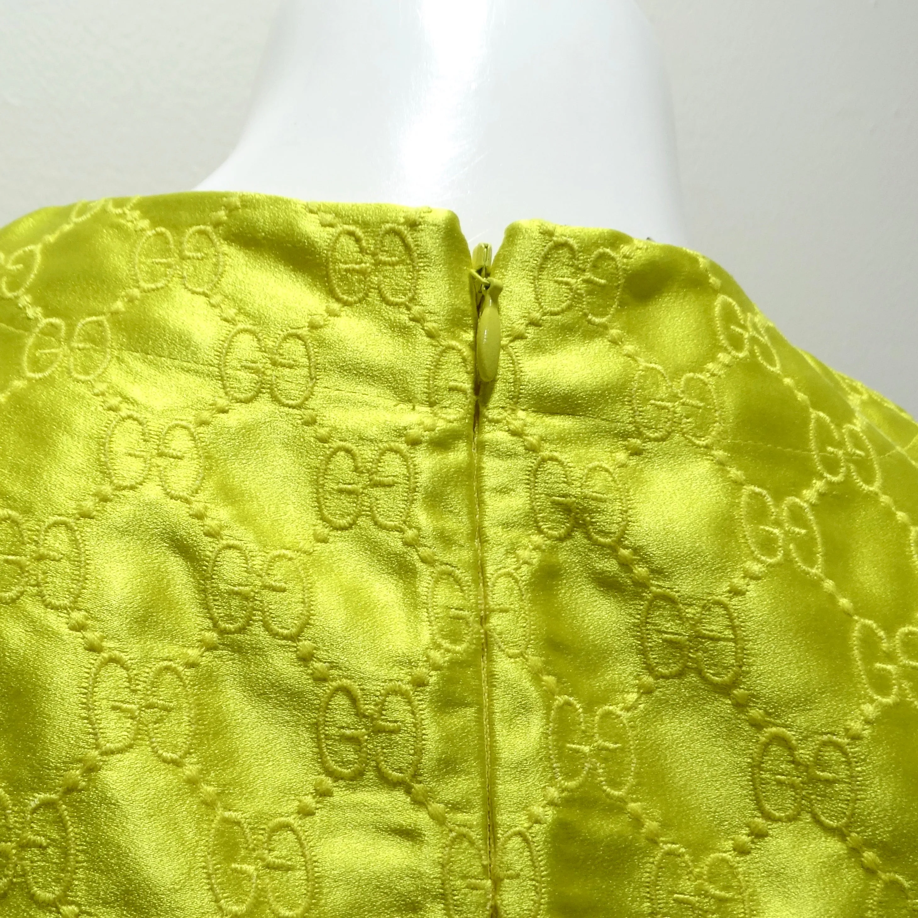 Gucci Yellow Monogram Satin Crop Top