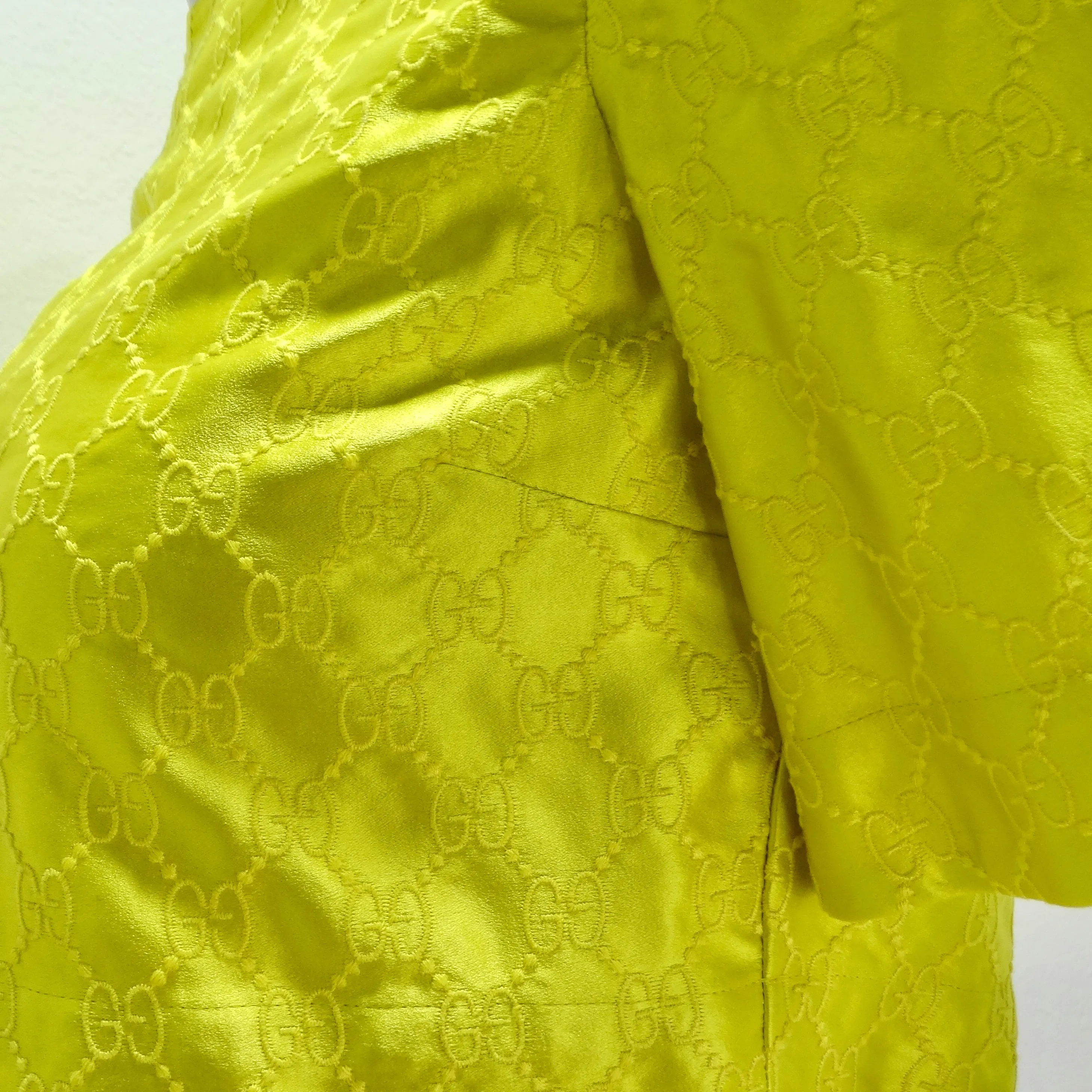 Gucci Yellow Monogram Satin Crop Top
