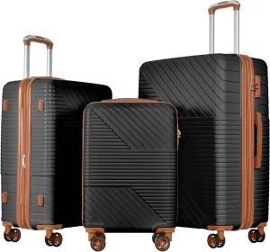 Hardshell Luggage Sets 3 Piece double spinner 8 wheels Suitcase with TSA Lock Lightweight 20''24''28''