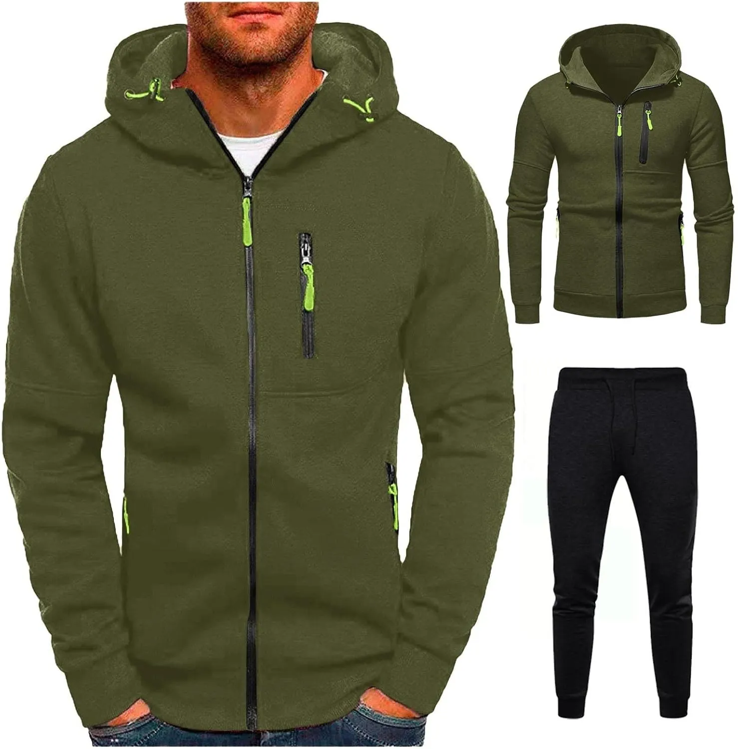 Hoodies Mens' Autumn Winter Long Sleeve Zipper Hooded Sweatshirt Cardigan Long Sleeve Sweatshirt Sports Hooded Jacket