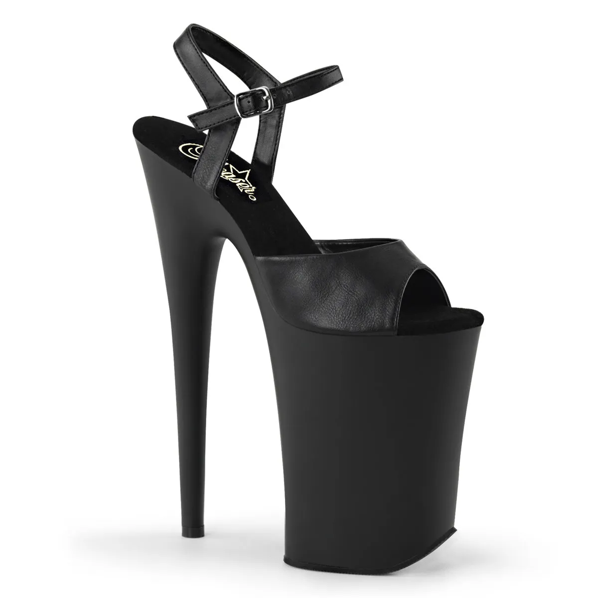 INFINITY-909 Pleaser Black Faux Leather Sexy Platform Shoes (Pole Dancing Heels)