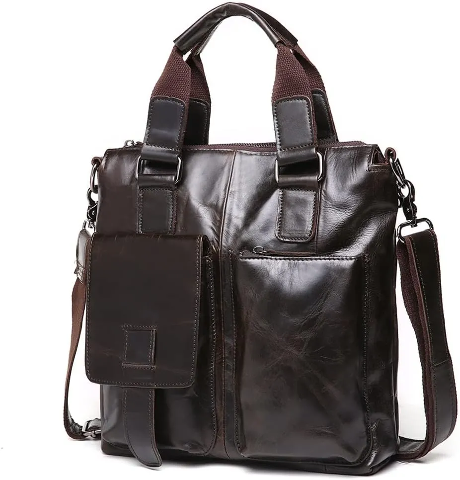 JSEIAJB Men's Bag Layer Cowhide Handbag Leather Korean Version Of The Document Men's Casual Briefcase